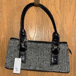 Apt. 9 black and white tweed-style shoulder bag purse NWT (12” x 4” x 3”)